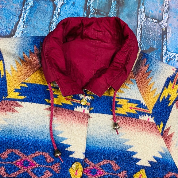 Vintage Button Up Jacket Aztec Women's X-large reversible windbreaker - Picture 5 of 5